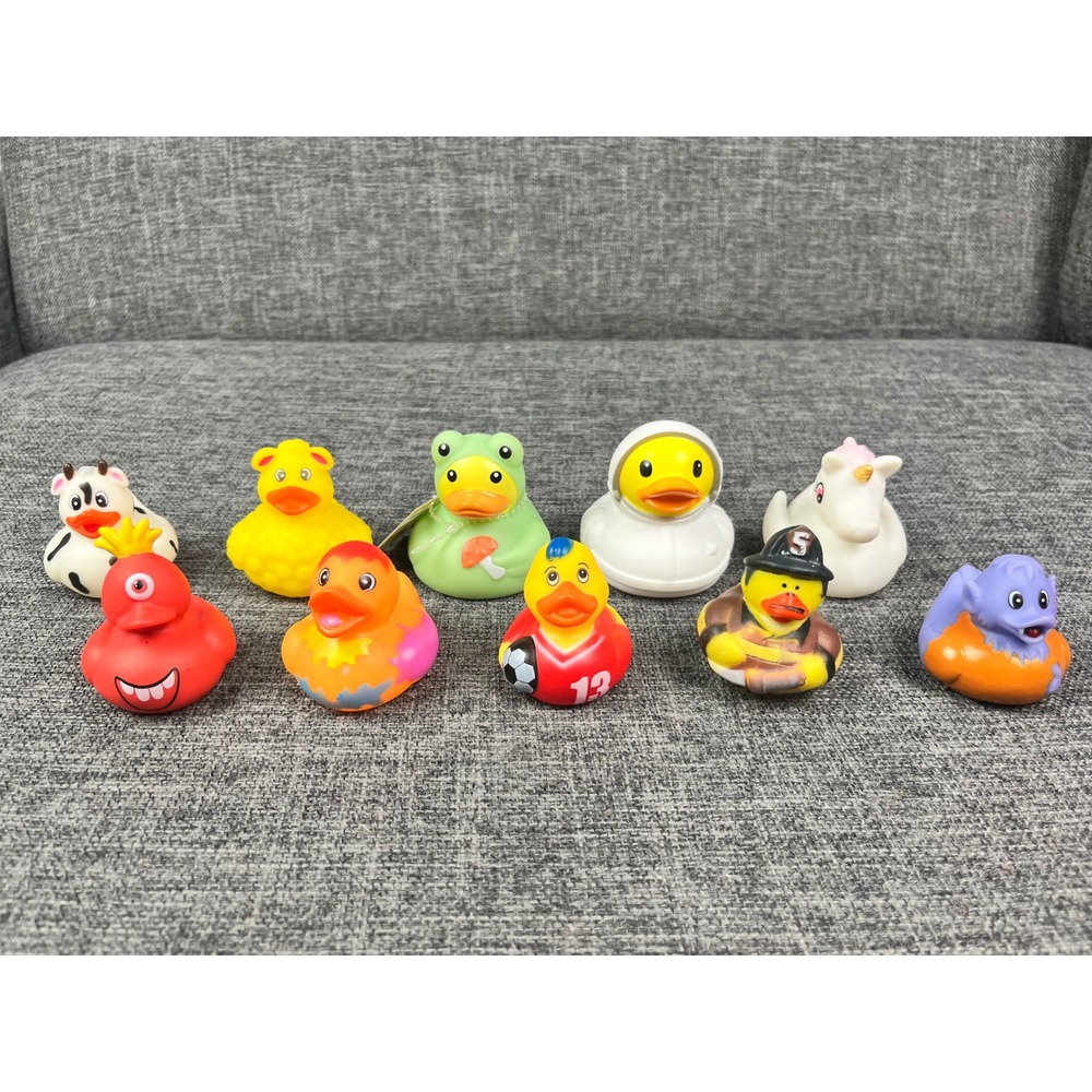 Jeep Novelty Rubber Ducks Cow Frog Astronaut Unicorn Firefighter Soccer 10 pack